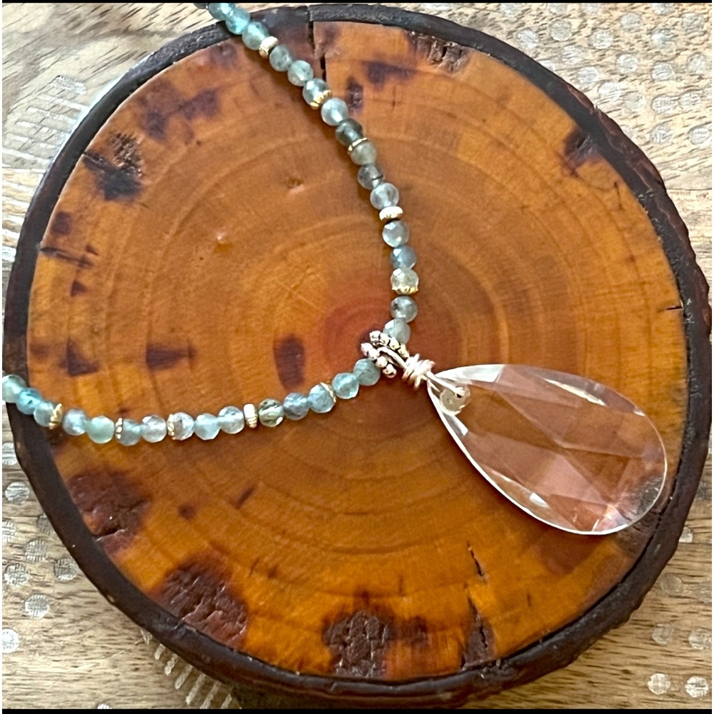 New Beautiful Blue Kyanite Crystal Prism Choker Necklace